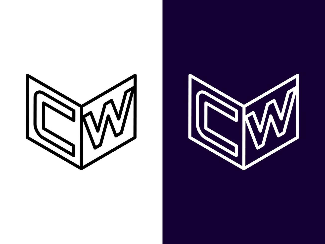 Initial letter CW minimalist and modern 3D logo design vector