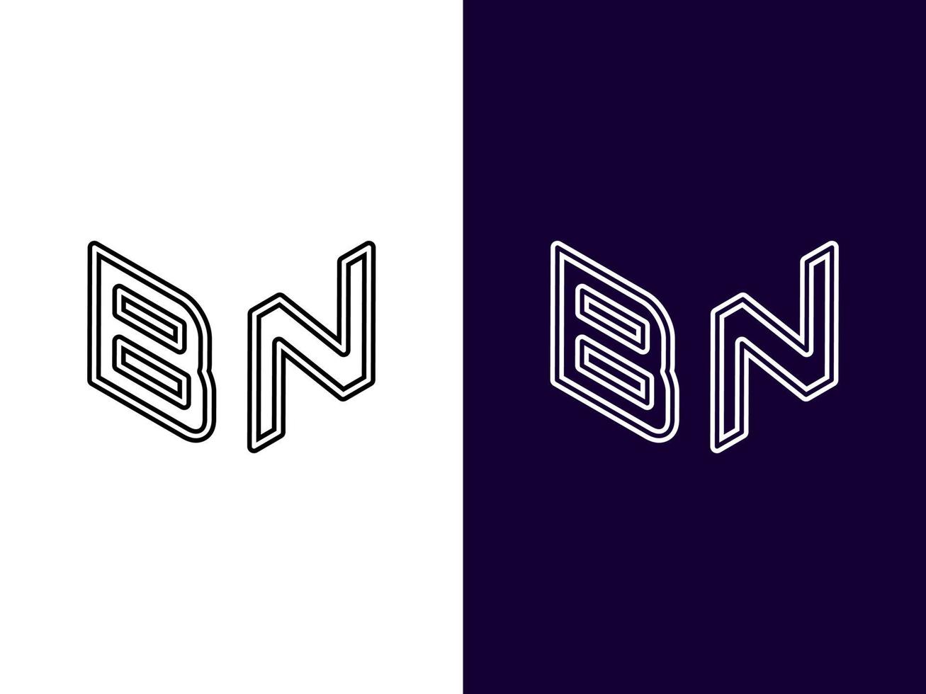 letra inicial bn diseño de logotipo 3d minimalista y moderno vector