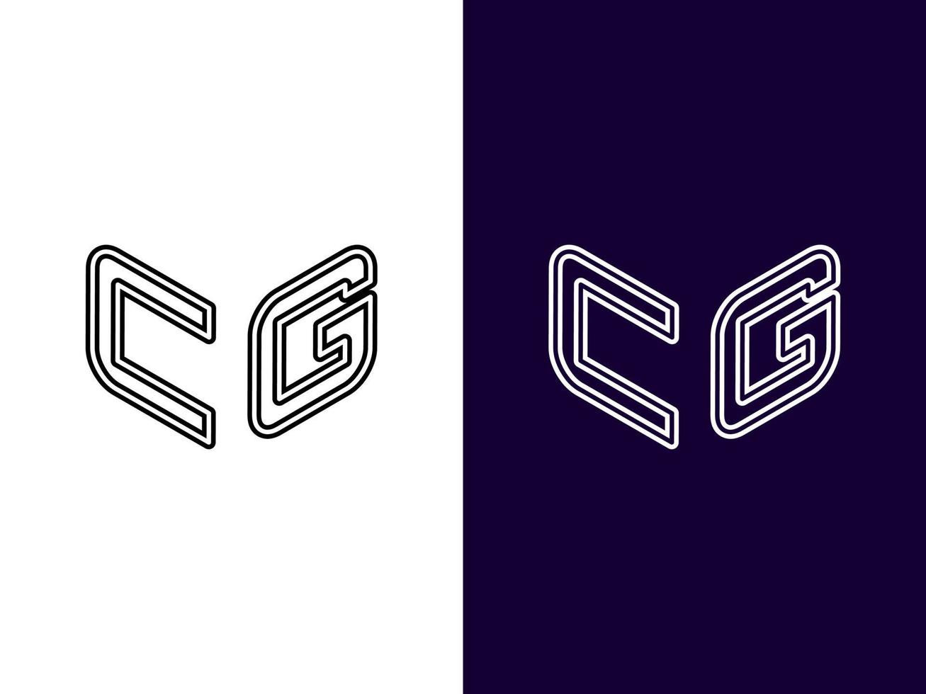 Initial letter CG minimalist and modern 3D logo design vector