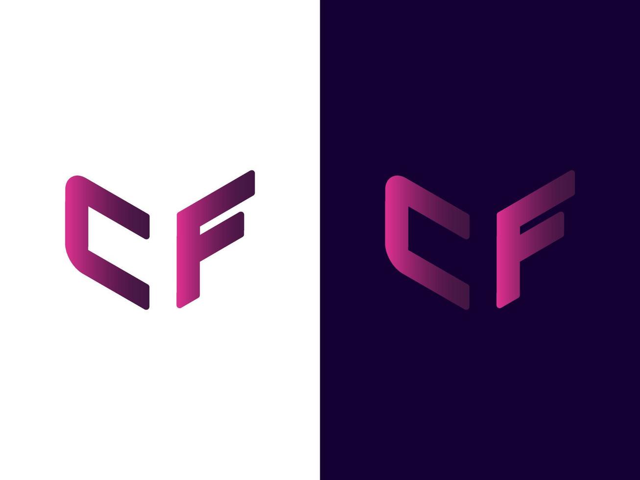 Initial letter CF minimalist and modern 3D logo design vector