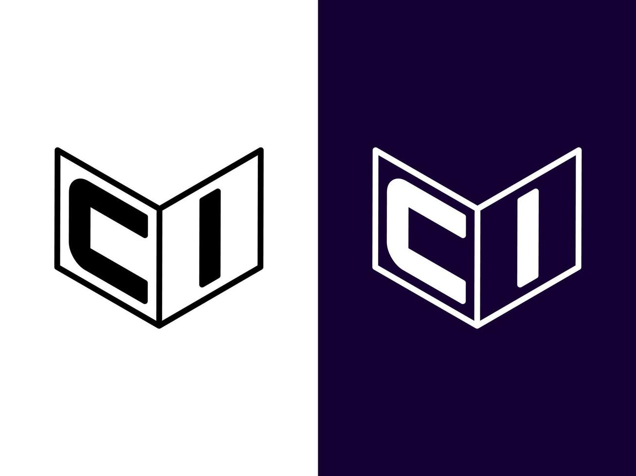 Initial letter CI minimalist and modern 3D logo design vector