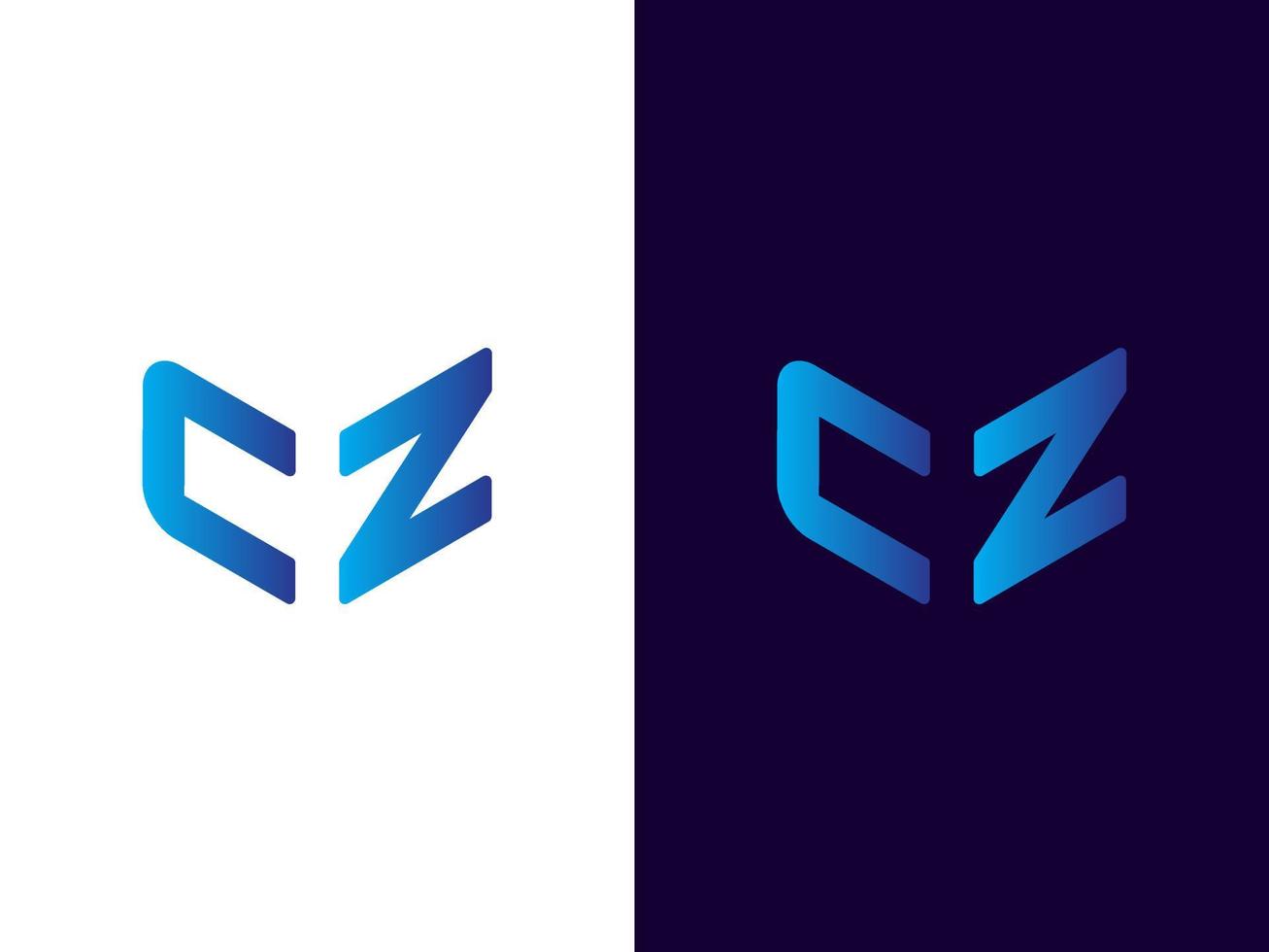 Initial letter CZ minimalist and modern 3D logo design vector