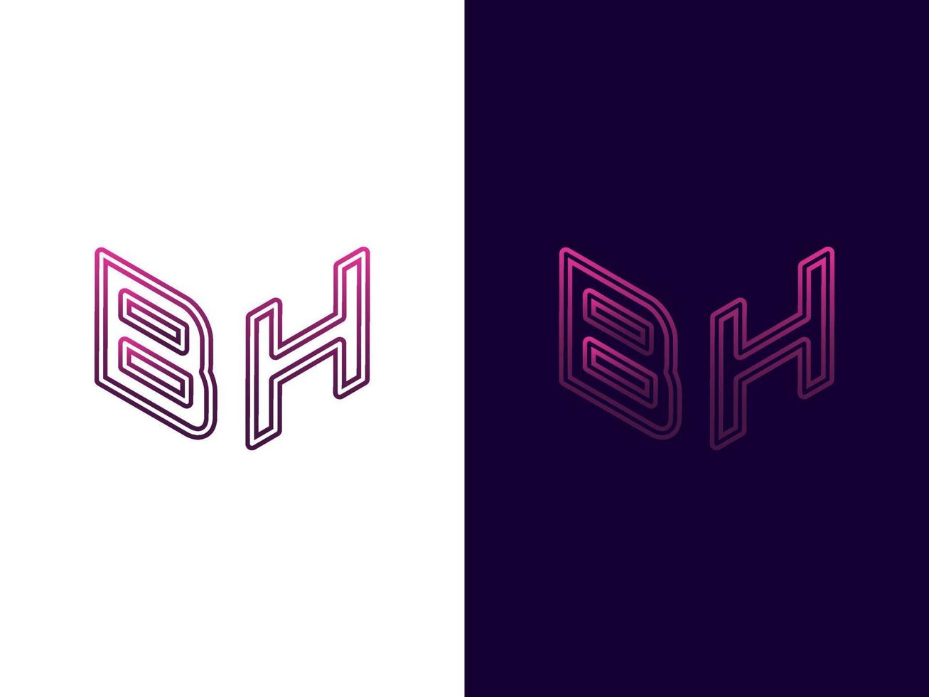 letra inicial bh diseño de logotipo 3d minimalista y moderno vector