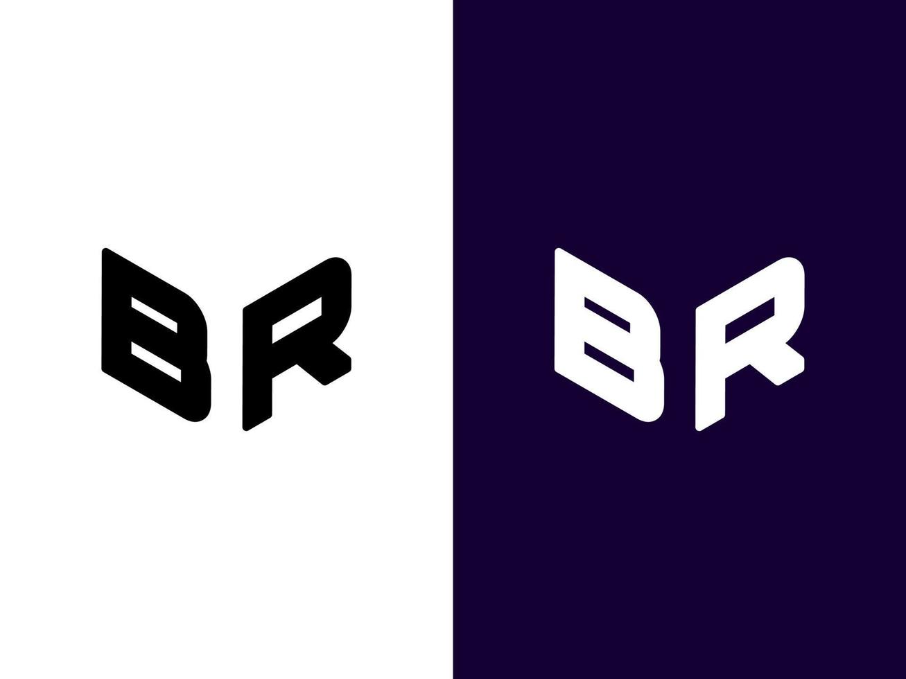 letra inicial br diseño de logotipo 3d minimalista y moderno vector