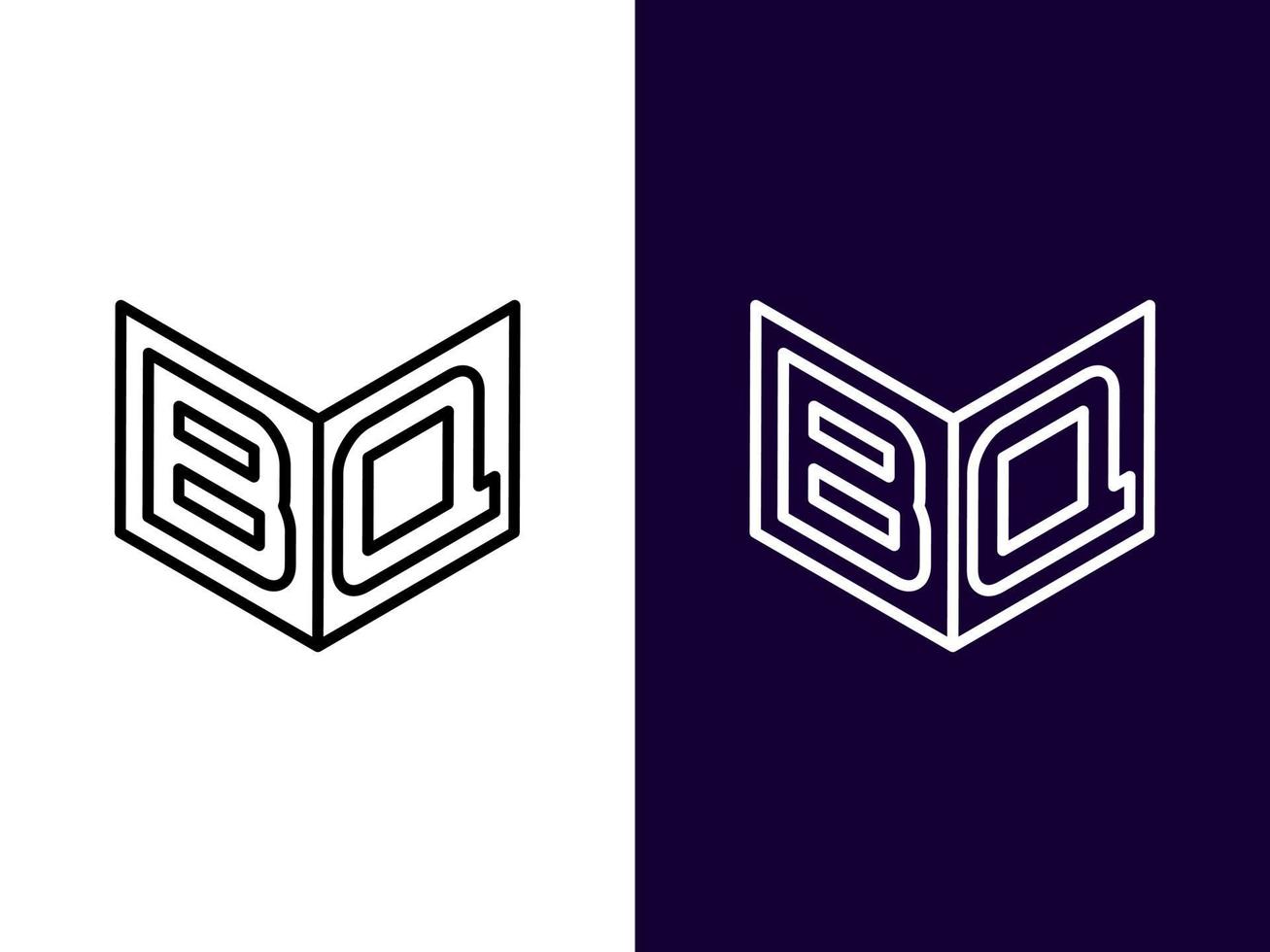 letra inicial bq diseño de logotipo 3d minimalista y moderno vector