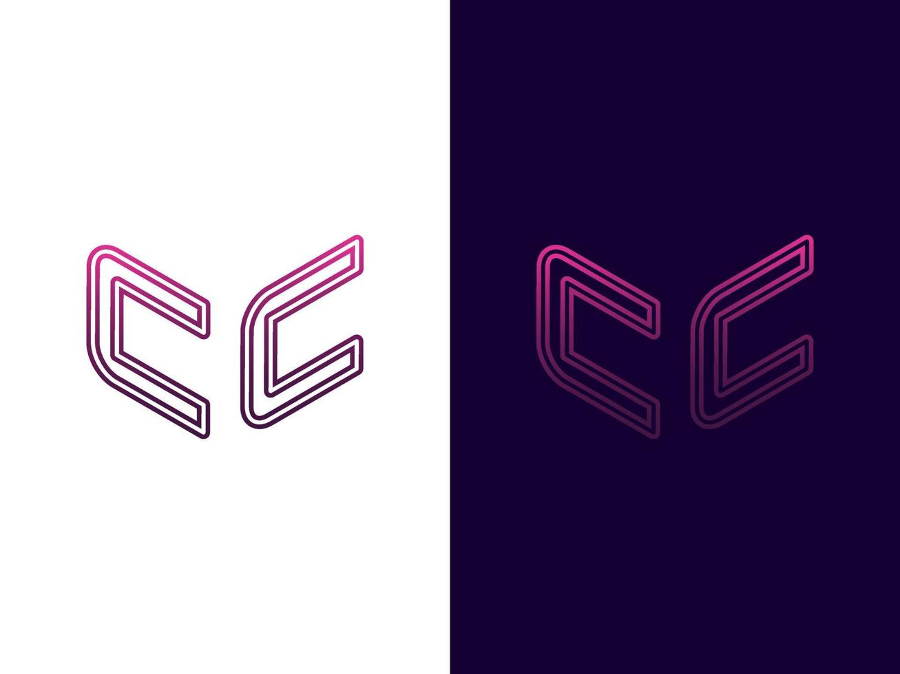 Initial letter CC minimalist and modern 3D logo design vector