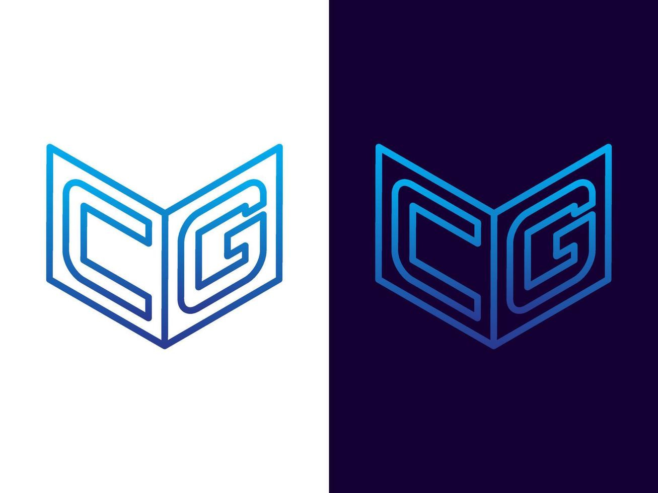 Initial letter CG minimalist and modern 3D logo design vector
