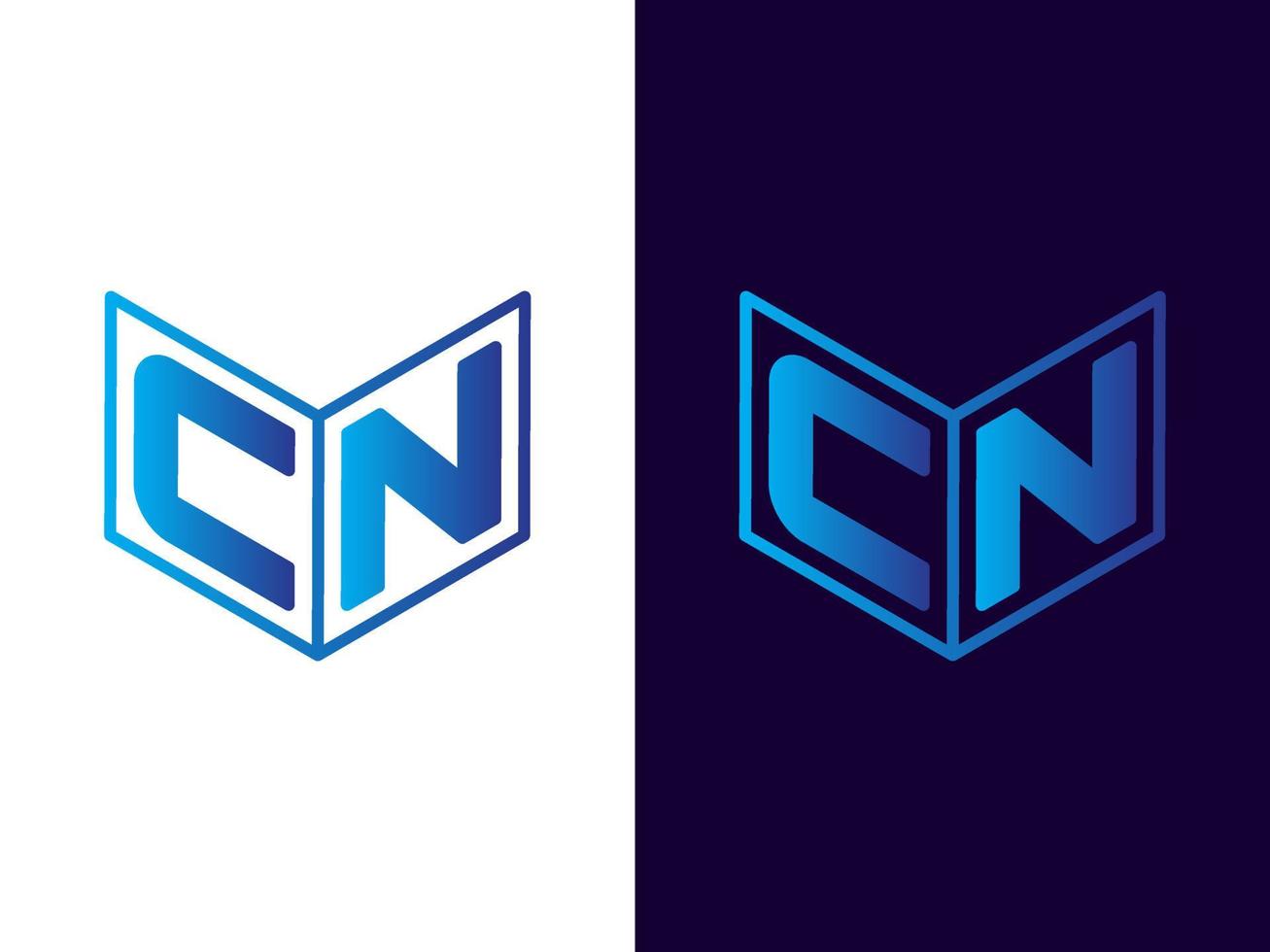 Initial letter CN minimalist and modern 3D logo design vector