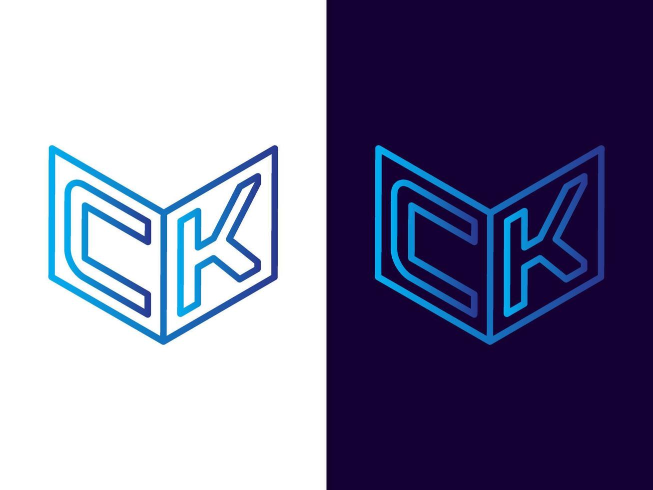 Initial letter CK minimalist and modern 3D logo design vector