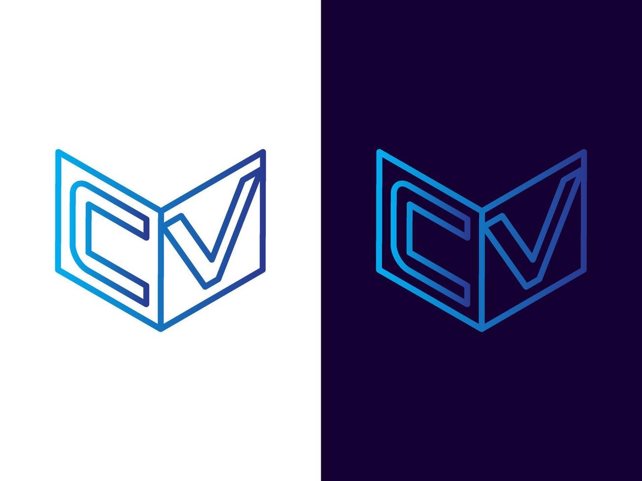 Initial letter CV minimalist and modern 3D logo design vector