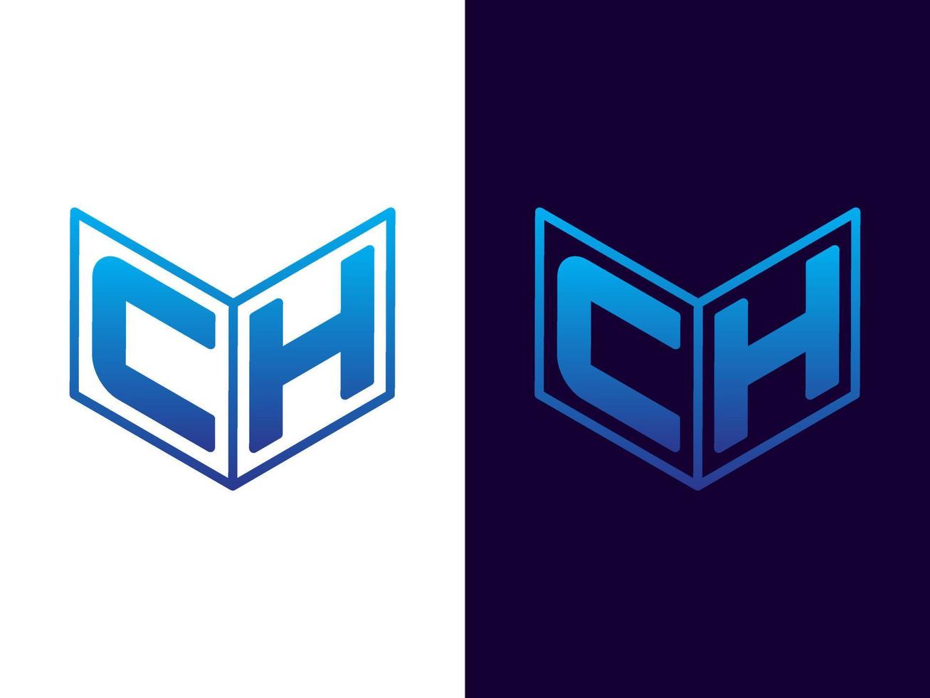 Initial letter CH minimalist and modern 3D logo design vector