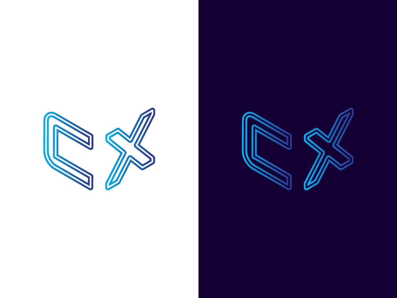 Initial letter CX minimalist and modern 3D logo design vector