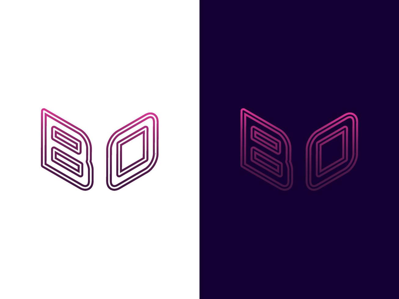 letra inicial bo diseño de logotipo 3d minimalista y moderno vector