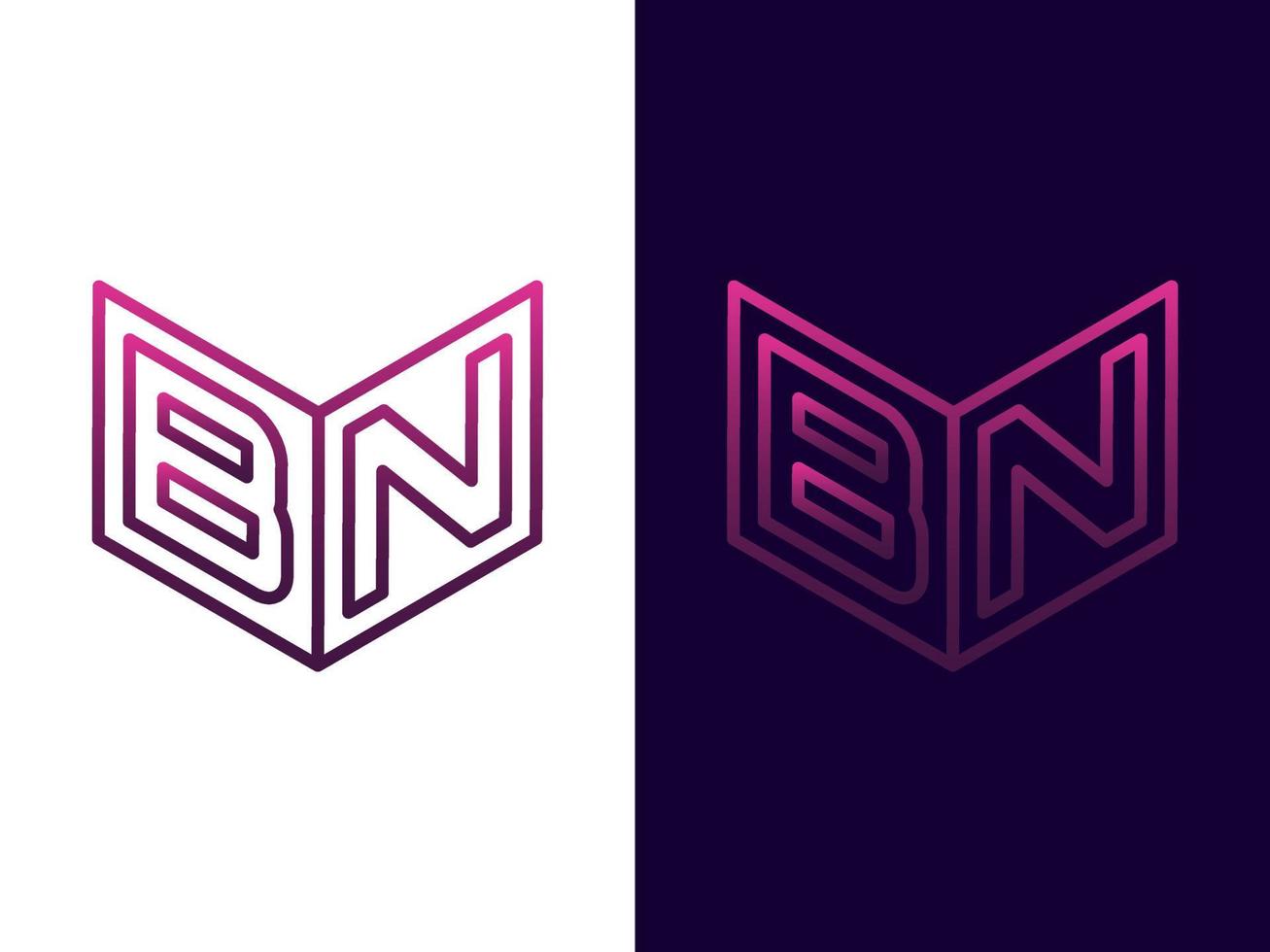letra inicial bn diseño de logotipo 3d minimalista y moderno vector