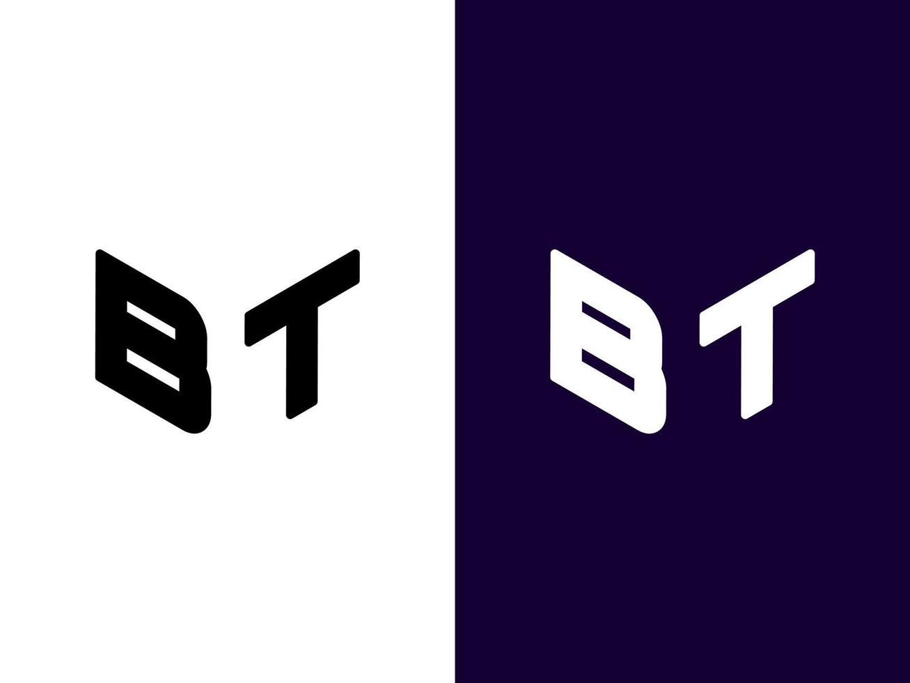 Initial letter BT minimalist and modern 3D logo design vector