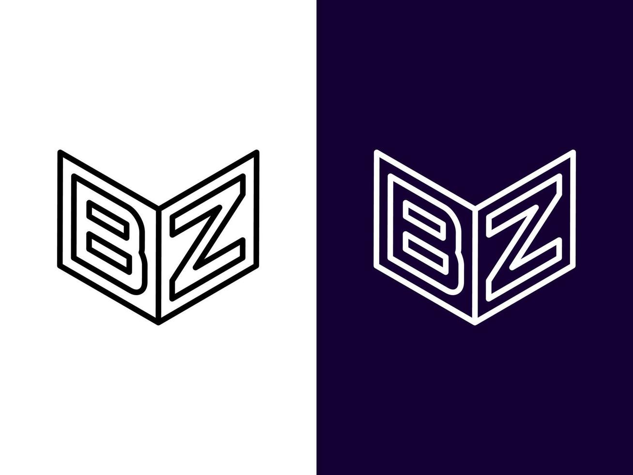 letra inicial bz diseño de logotipo 3d minimalista y moderno vector