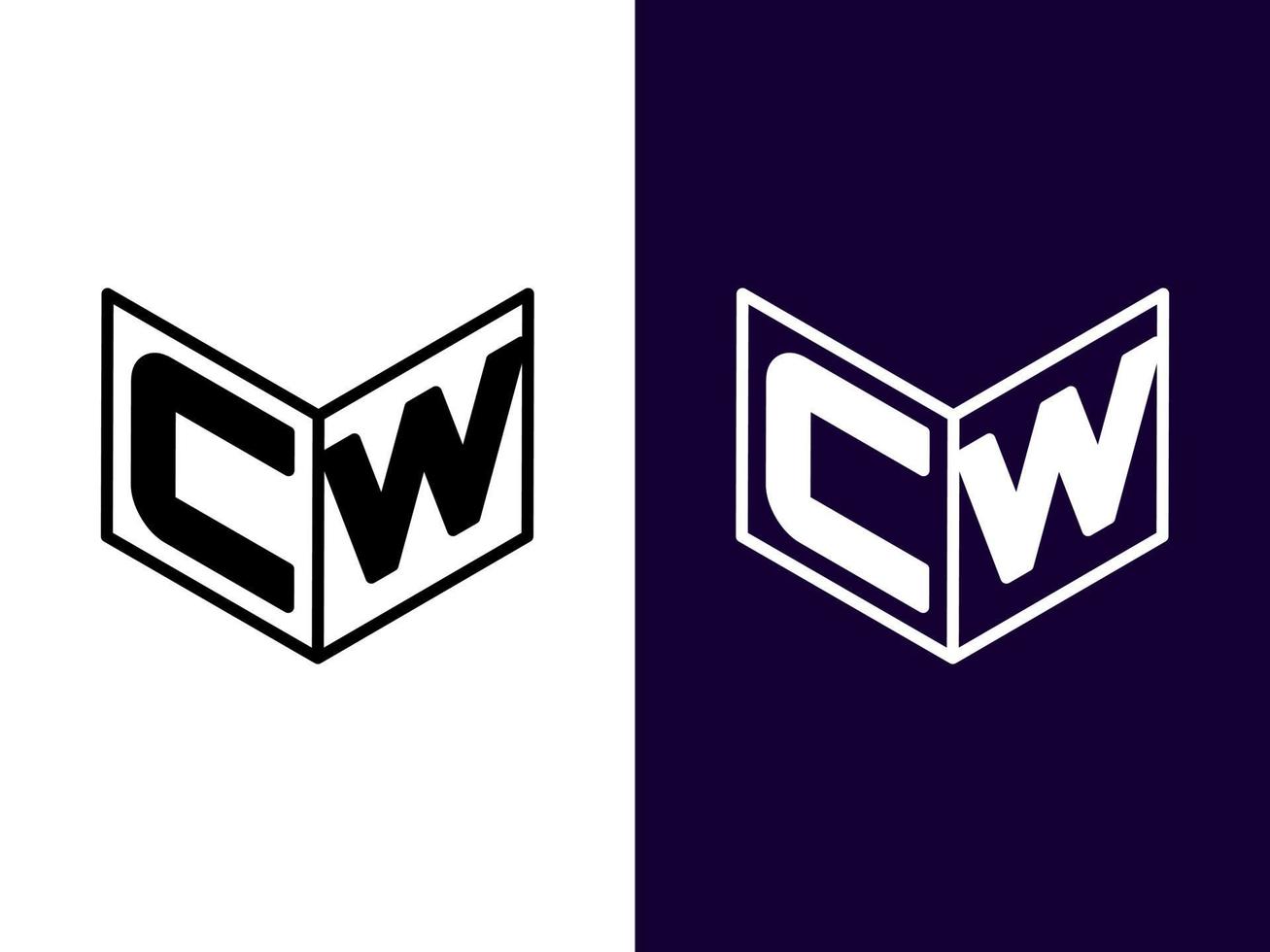 Initial letter CW minimalist and modern 3D logo design vector