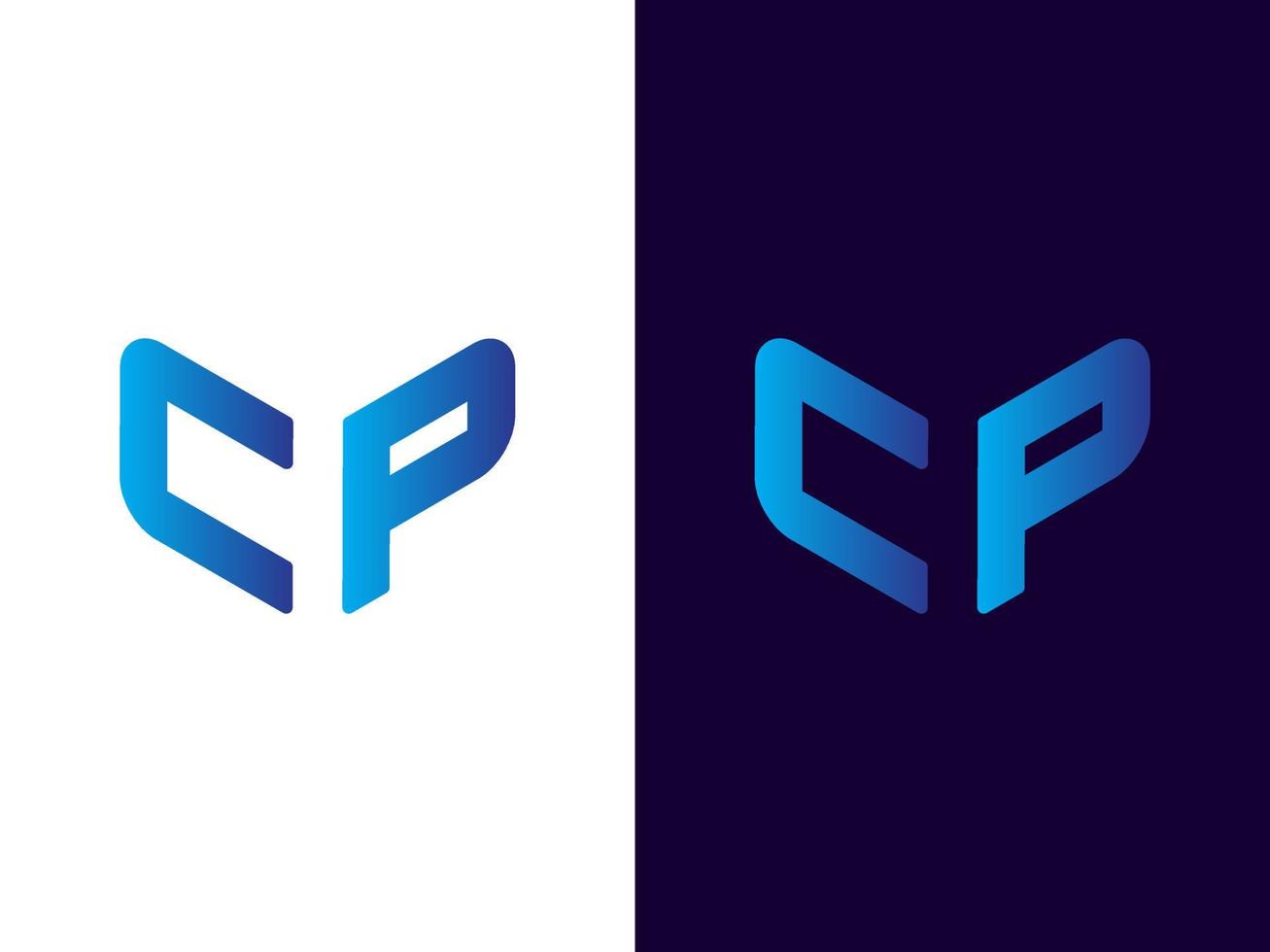 Initial letter CP minimalist and modern 3D logo design vector