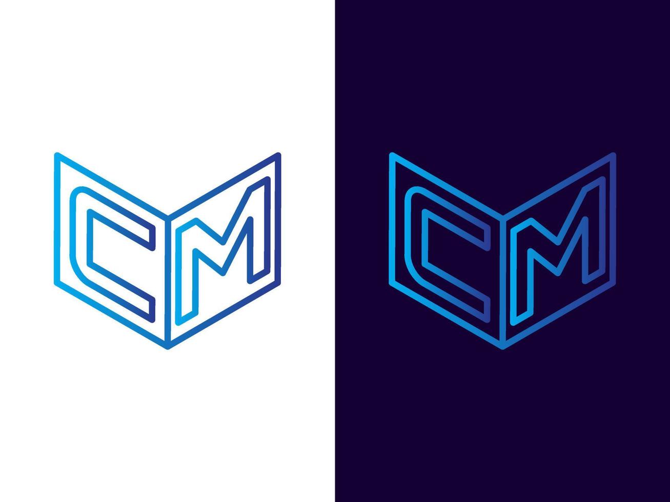 letra inicial cm diseño de logotipo 3d minimalista y moderno vector