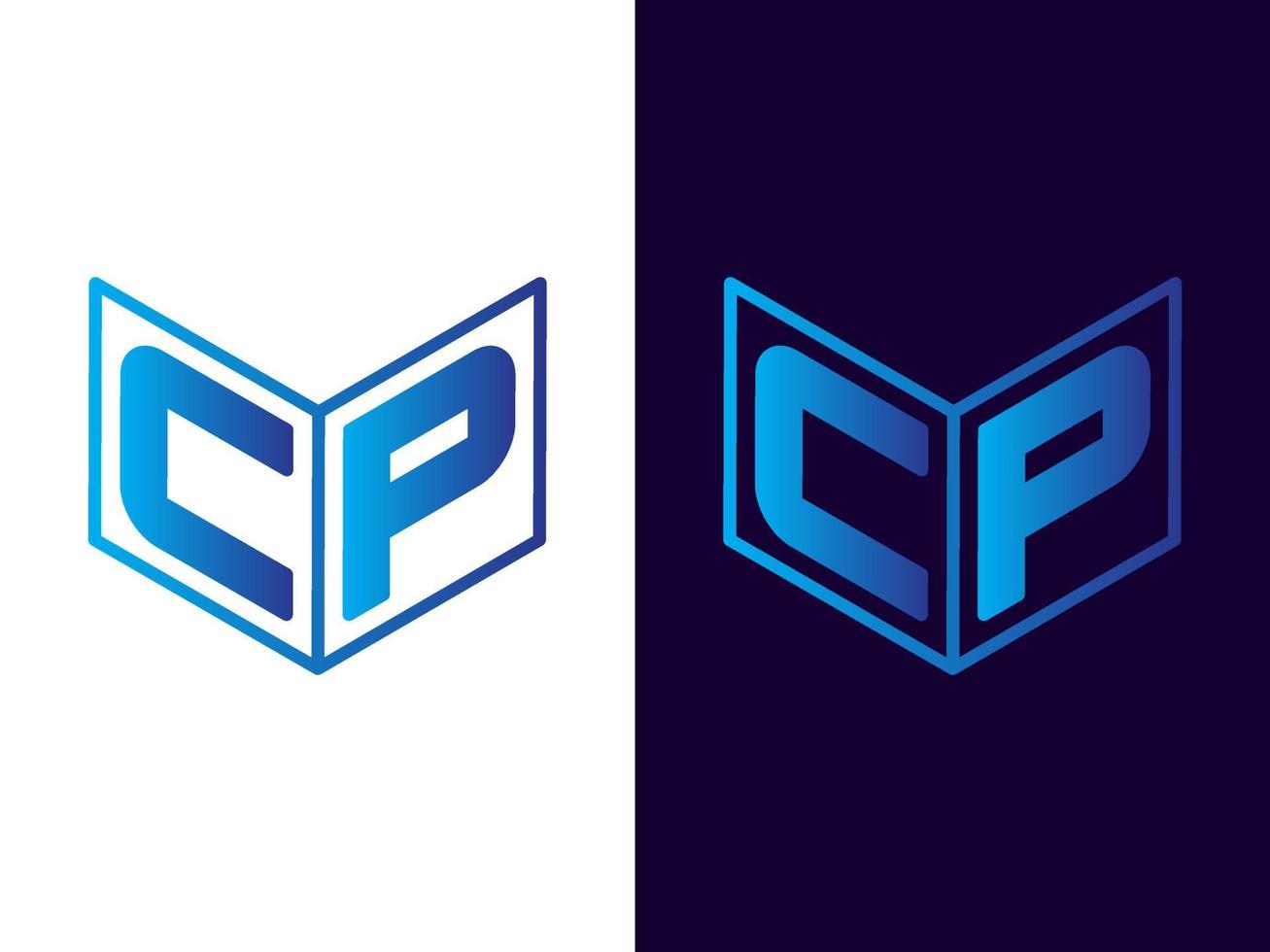 Initial letter CP minimalist and modern 3D logo design vector