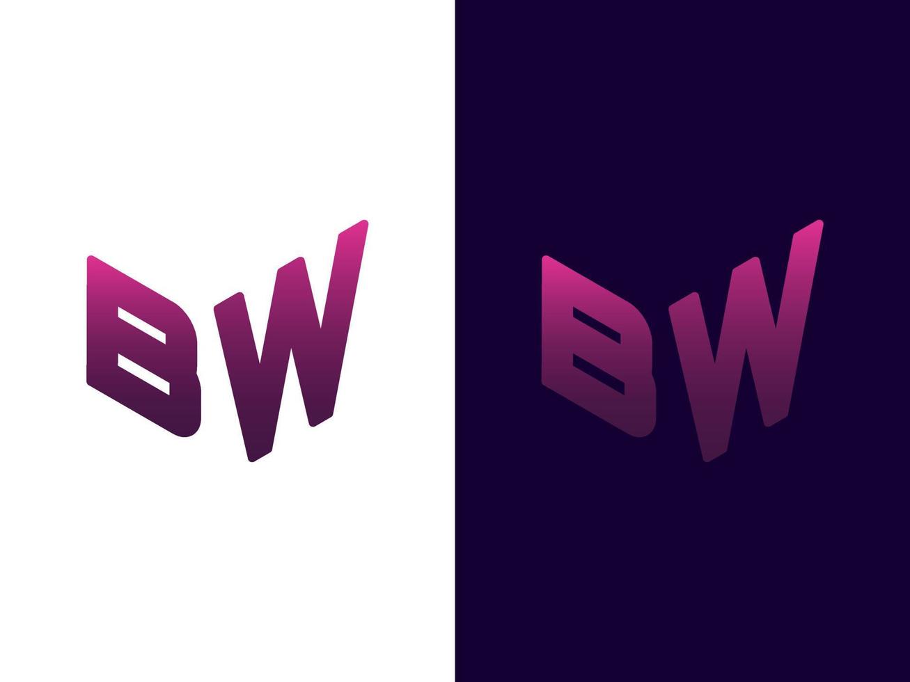 Initial letter BW minimalist and modern 3D logo design vector