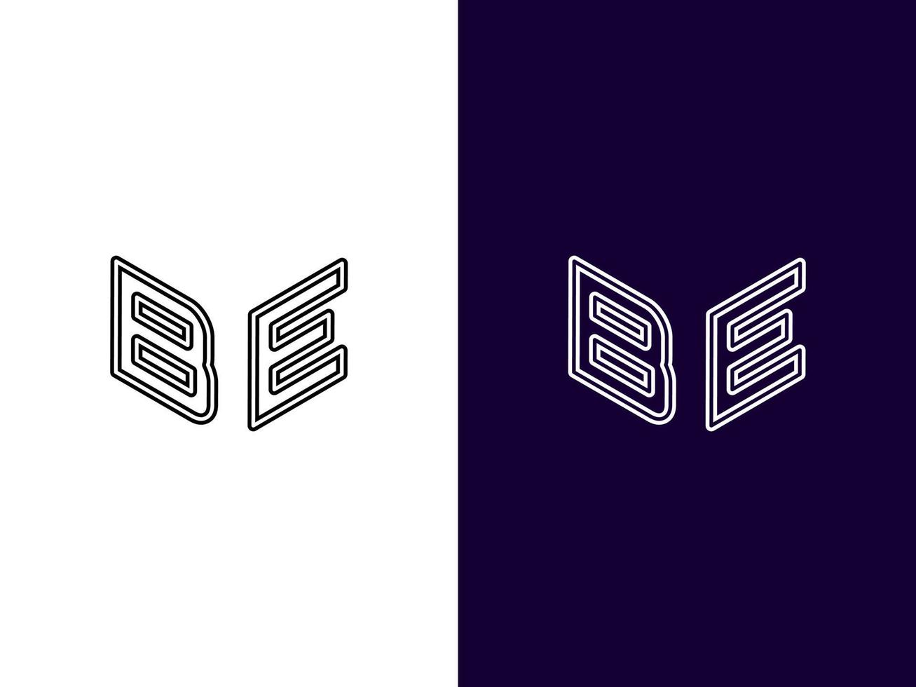 Initial letter BE minimalist and modern 3D logo design vector