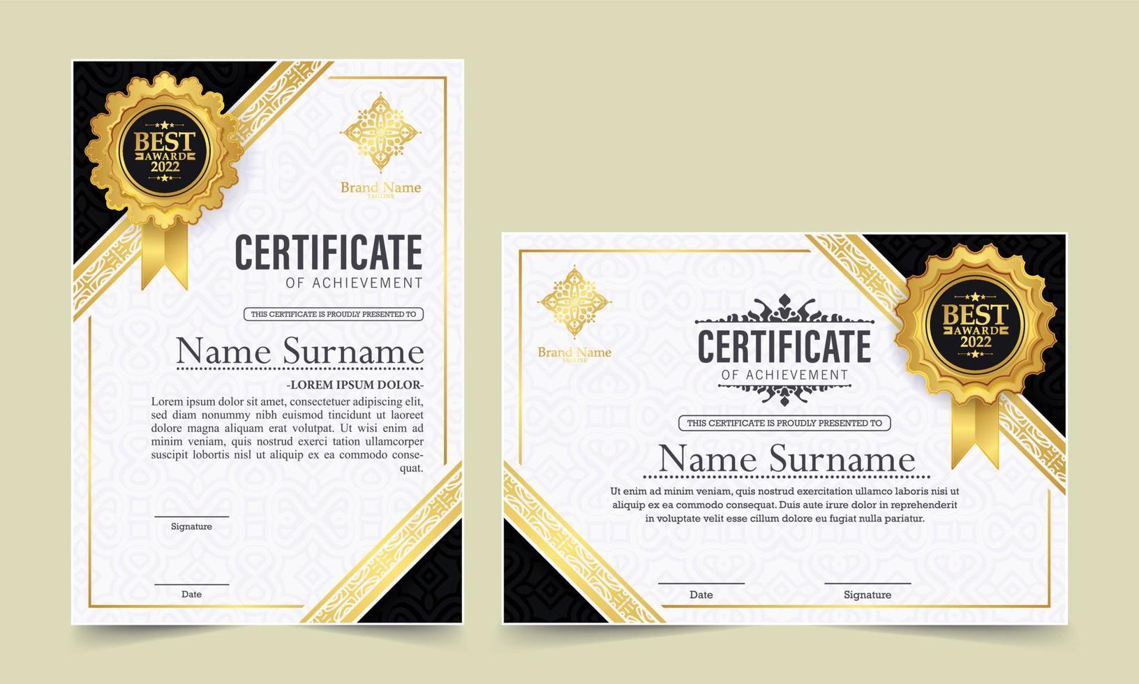 Achievement certificate best award diploma vector
