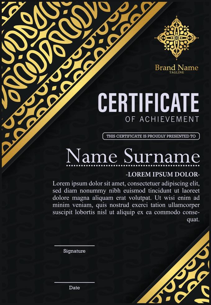 Achievement certificate best award diploma vector