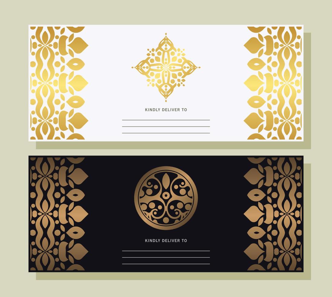 black and white invitation card in pattern vector