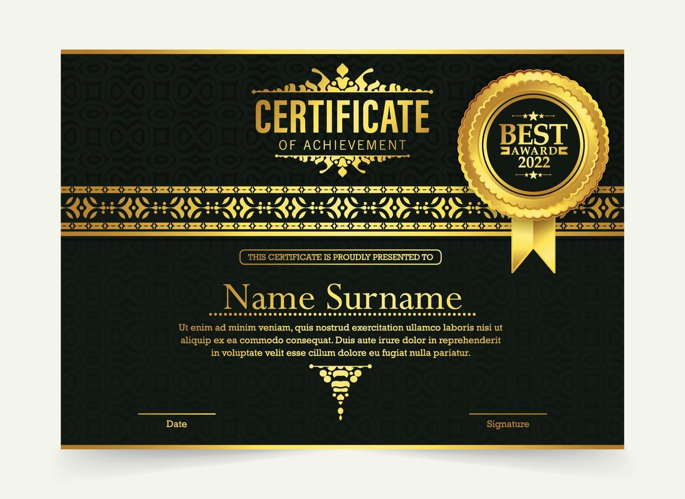 achievement certificate border style diploma vector