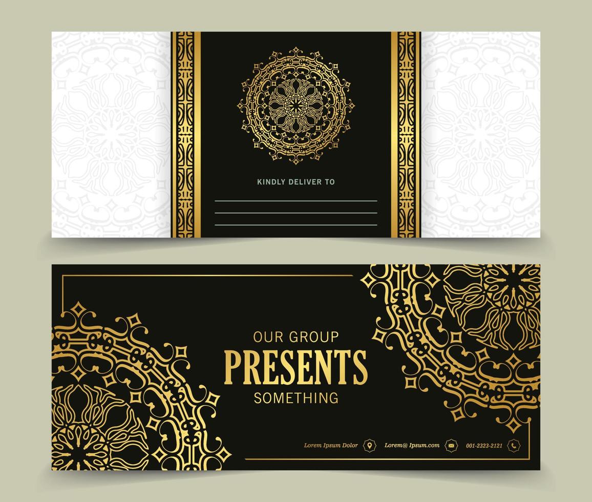 Luxury dark background mandala card vector