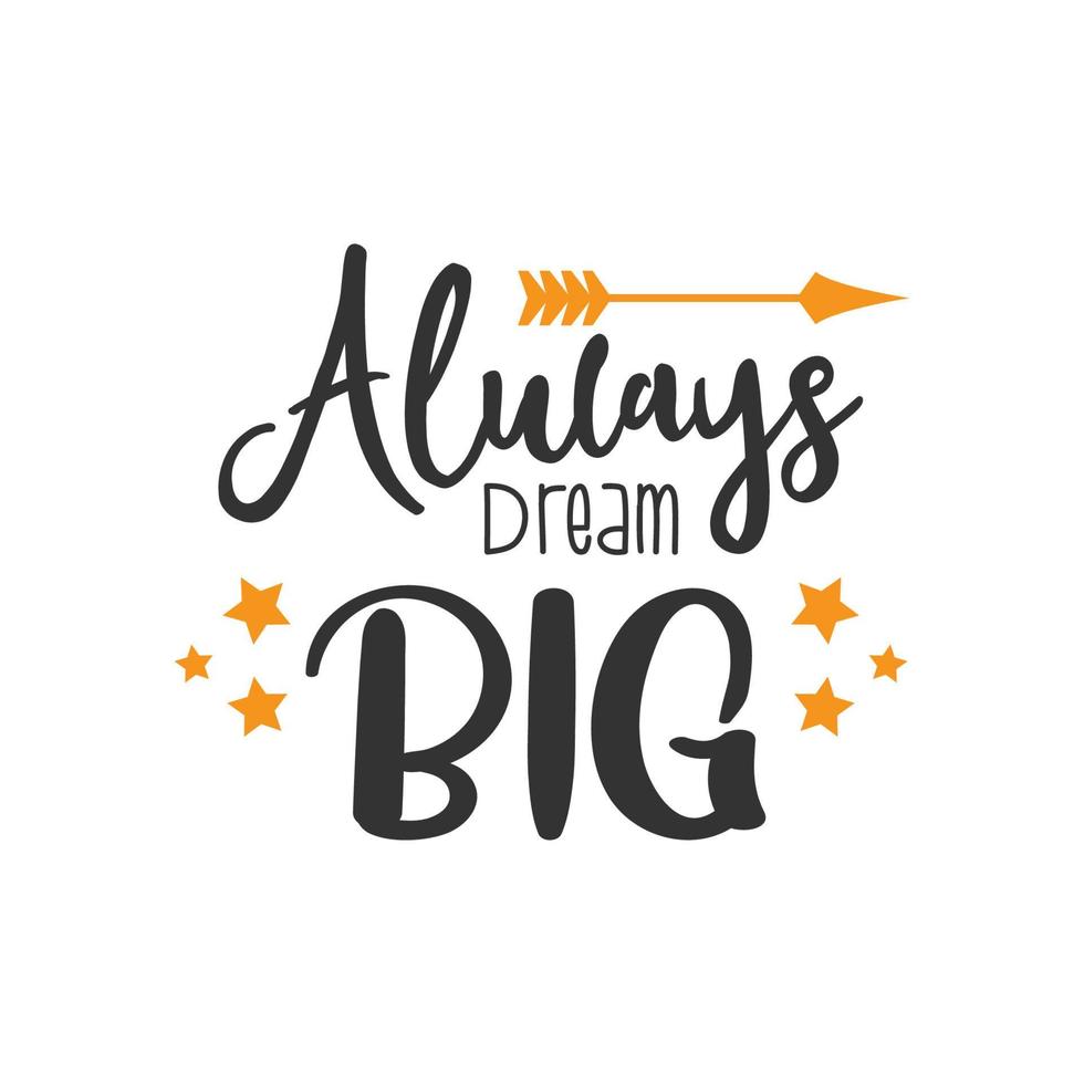 Always dream big. Inspirational Quote Lettering Typography vector