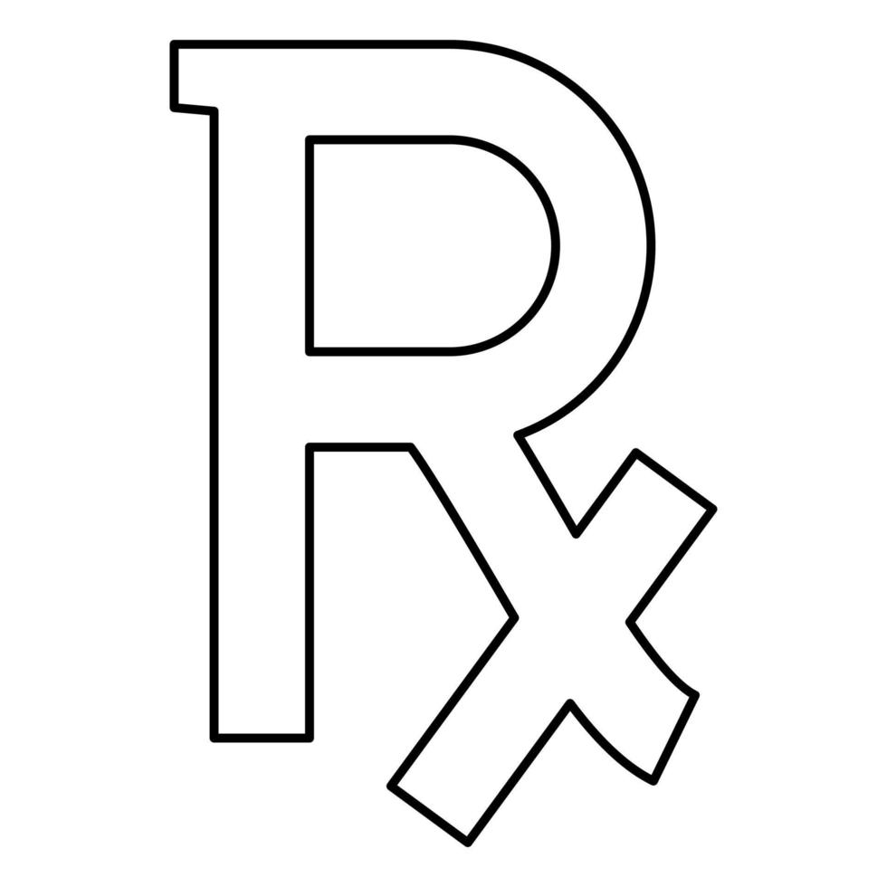 Rx symbol prescription icon black color illustration flat style simple image vector