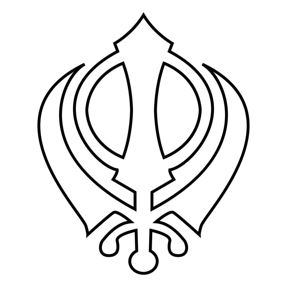 Khanda symbol sikhi sign icon black color illustration flat style simple image vector