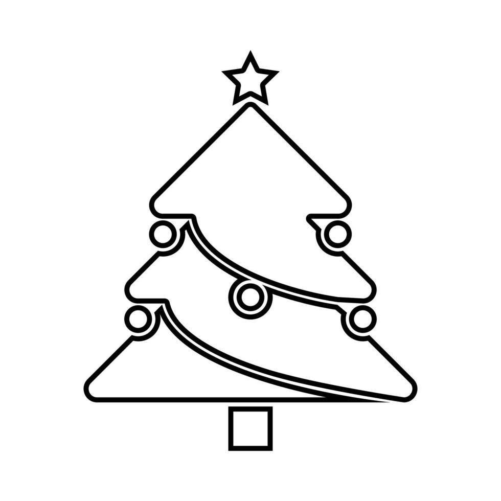 árbol de navidad es icono negro. vector