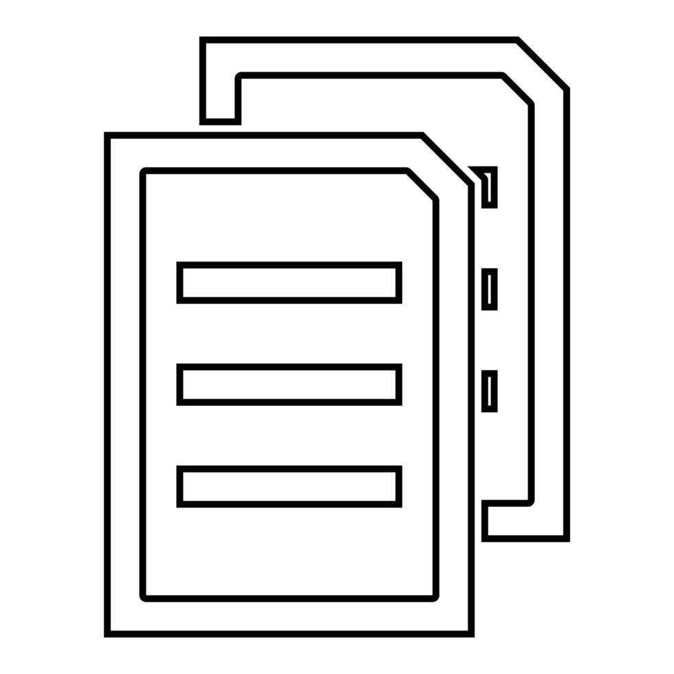 Two sheets of document it is black icon . vector