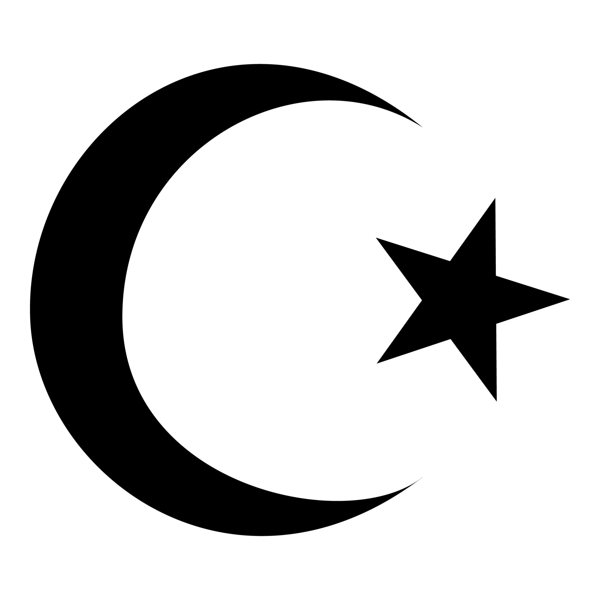 Symbol of Islam crescent and star with five corners icon black color