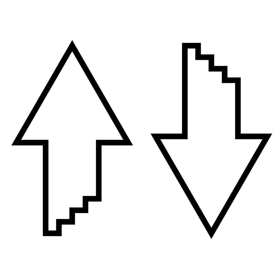 Two arrows with sumulation 3d effect for upload and download icon black color illustration flat style simple image vector