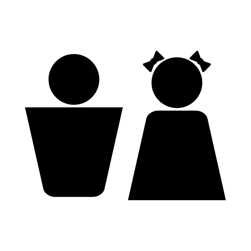 niño y niña es icono negro. vector