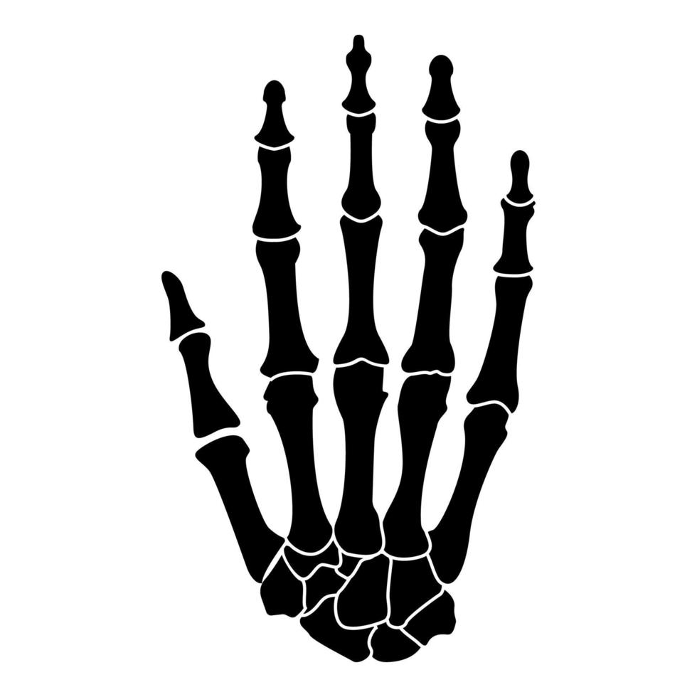 icono de hueso de la mano ilustración de color negro estilo plano imagen simple vector