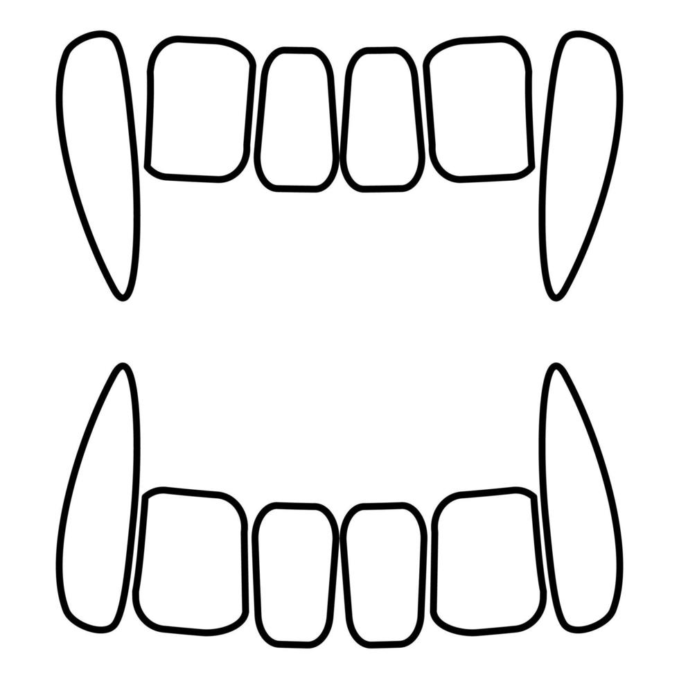 icono de dientes de vampiro ilustración de color negro estilo plano imagen simple vector