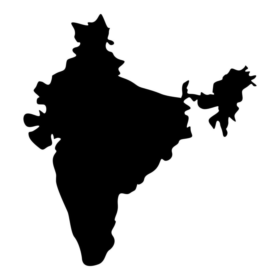 Map of India icon black color illustration flat style simple image vector