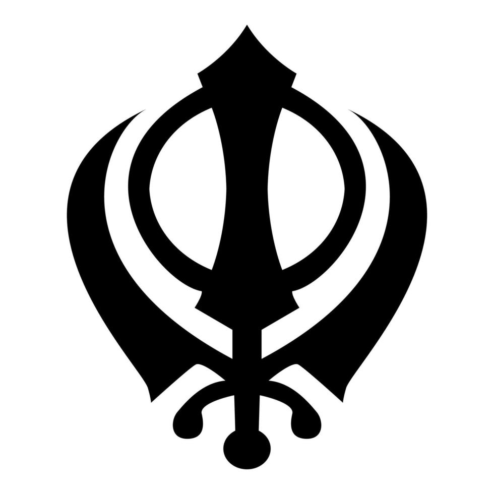 Khanda symbol sikhi sign icon black color illustration flat style simple image vector