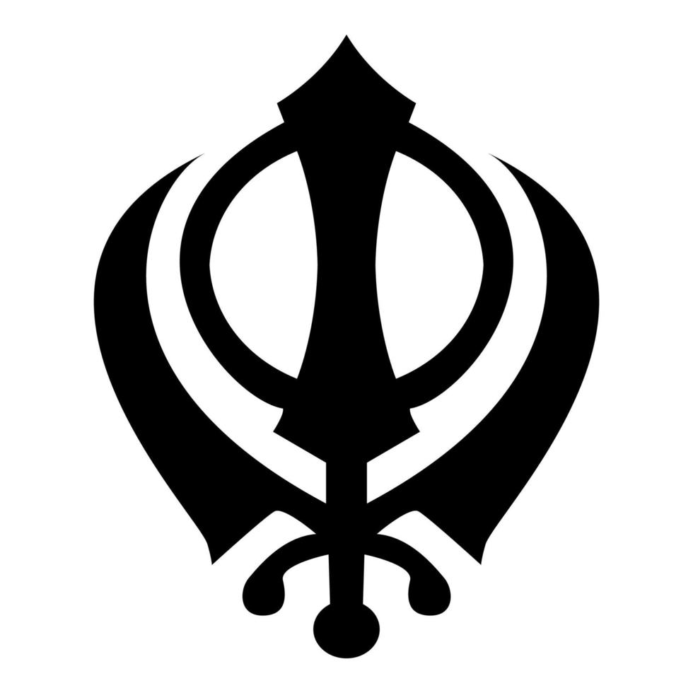 Khanda symbol sikhi sign icon black color illustration flat style simple image vector
