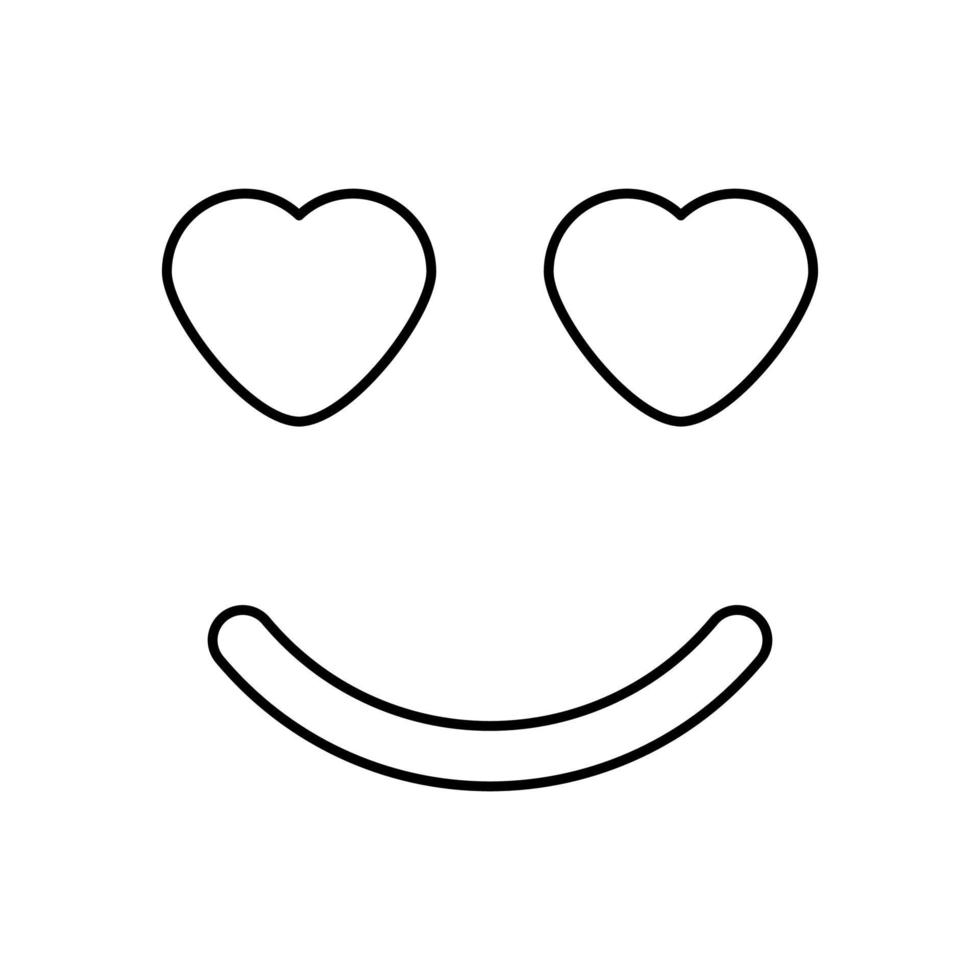Smile with heart eyes black color icon . vector