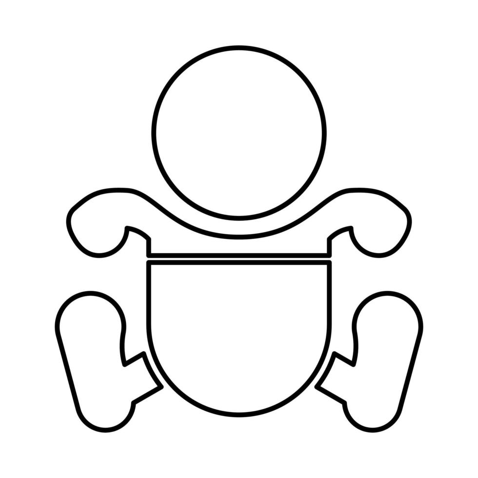 Toddler boy with diapers it is black icon . vector