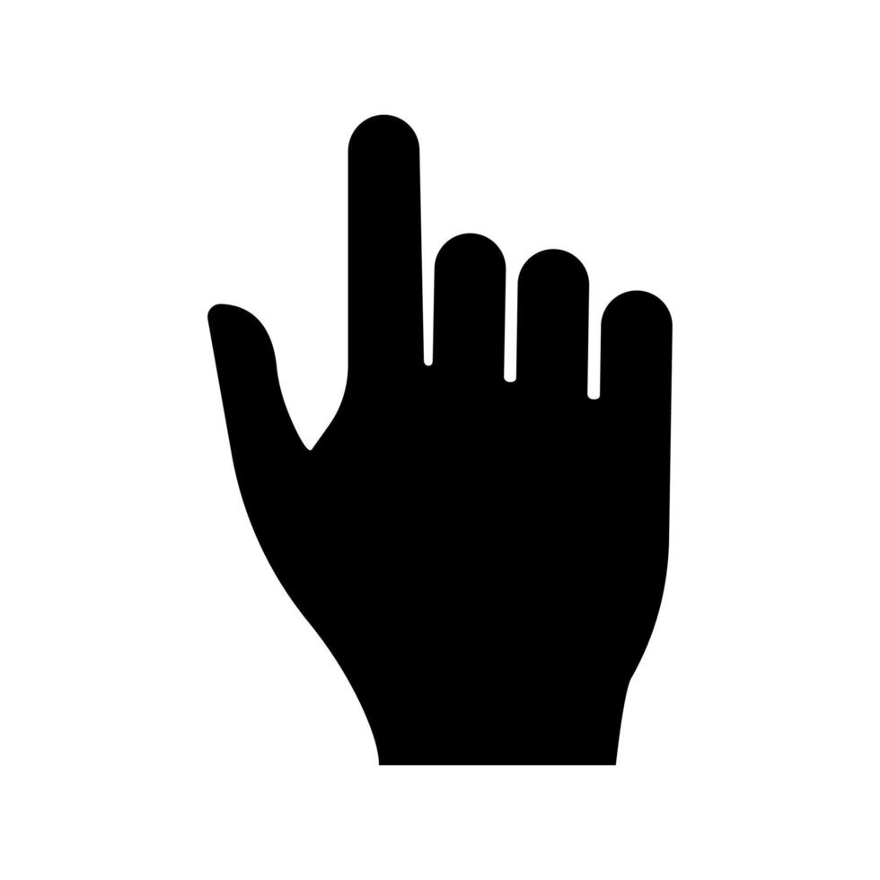 icono de color negro de la mano señaladora. vector