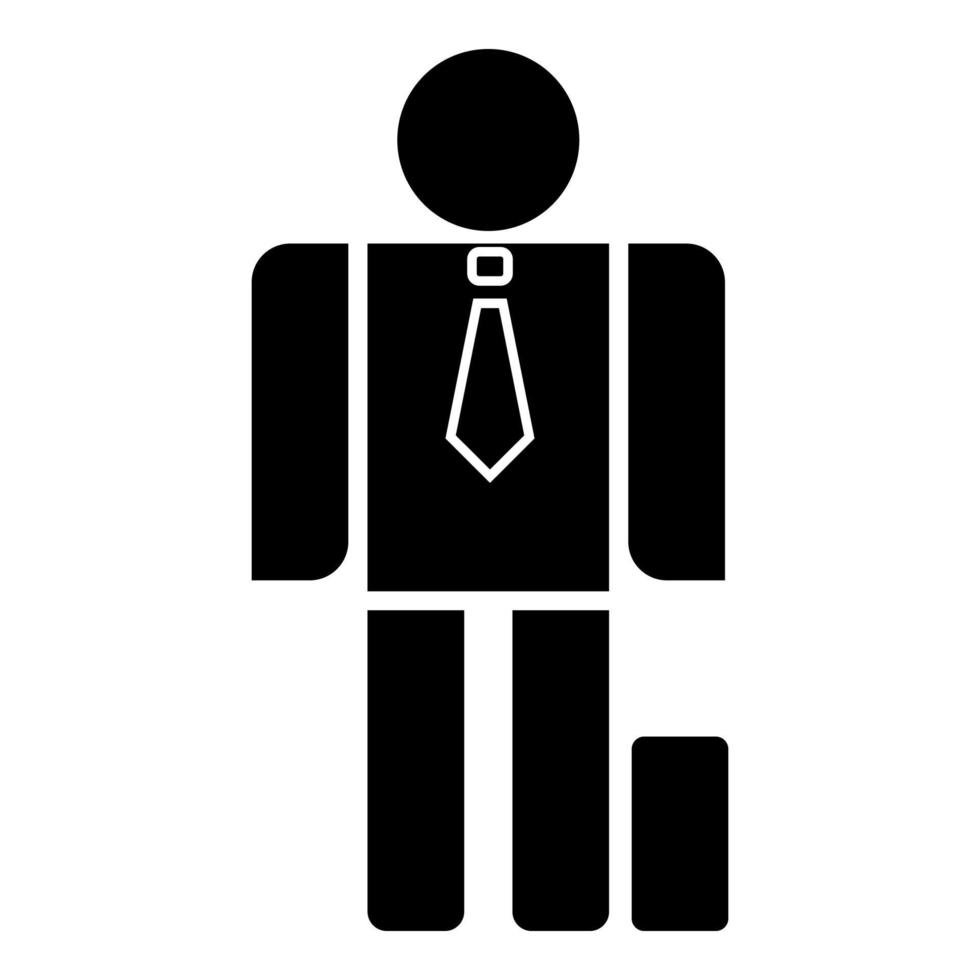 Businessman with case icon black color illustration flat style simple image vector