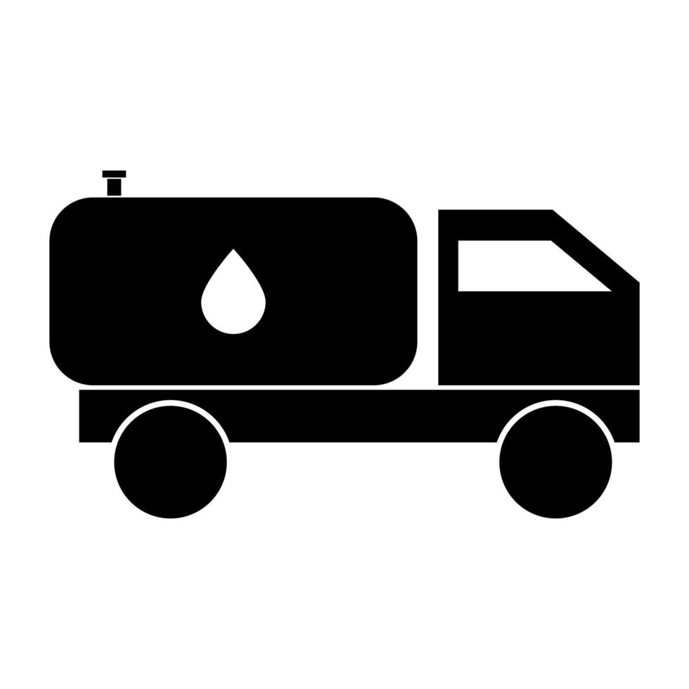 icono de color negro del camión cisterna. vector