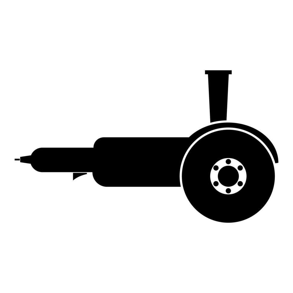 amoladora angular de sierra circular eléctrica búlgara con discos icono de mano ilustración en color negro estilo plano imagen simple vector